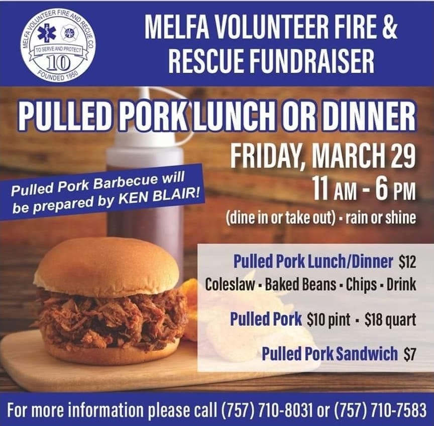 Melfa Fire and Rescue Pulled Pork Fundraiser Bay Country 97.9 Today
